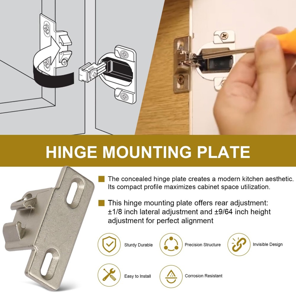 Hinge Mounting Plate Replacement for Blum 1 5/8" Overlay 110 Degree Compact 3...