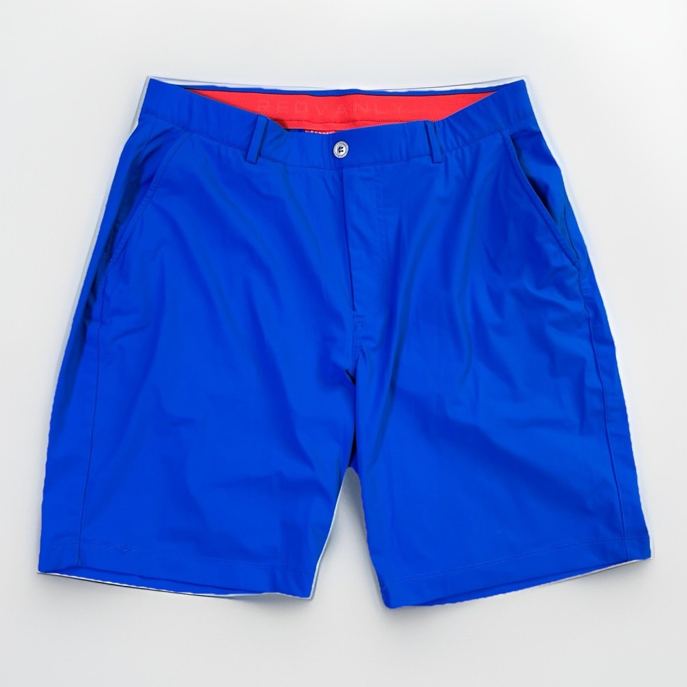 REDVANLY Hanover Pull On Performance Golf Shorts Mens Blue Size Medium Stretch