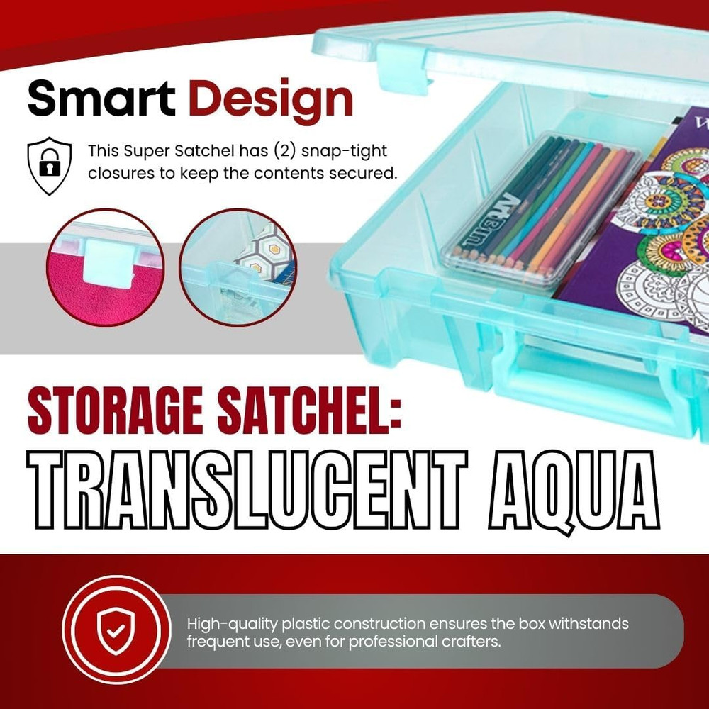 Craft Organizer Box Super Satchel 1 Compartment Storage Case Aqua 1 Pack