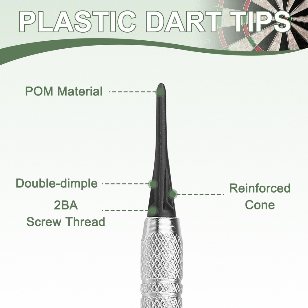 Plastic Dart Tips, 2BA Thread Soft Tip Dart Accessories 30 Pack & White