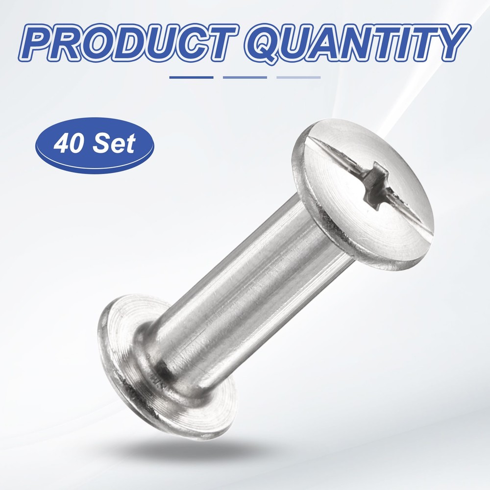 40set Phillips Chicago Screw M4x15mm Binding Post Screw, Silver