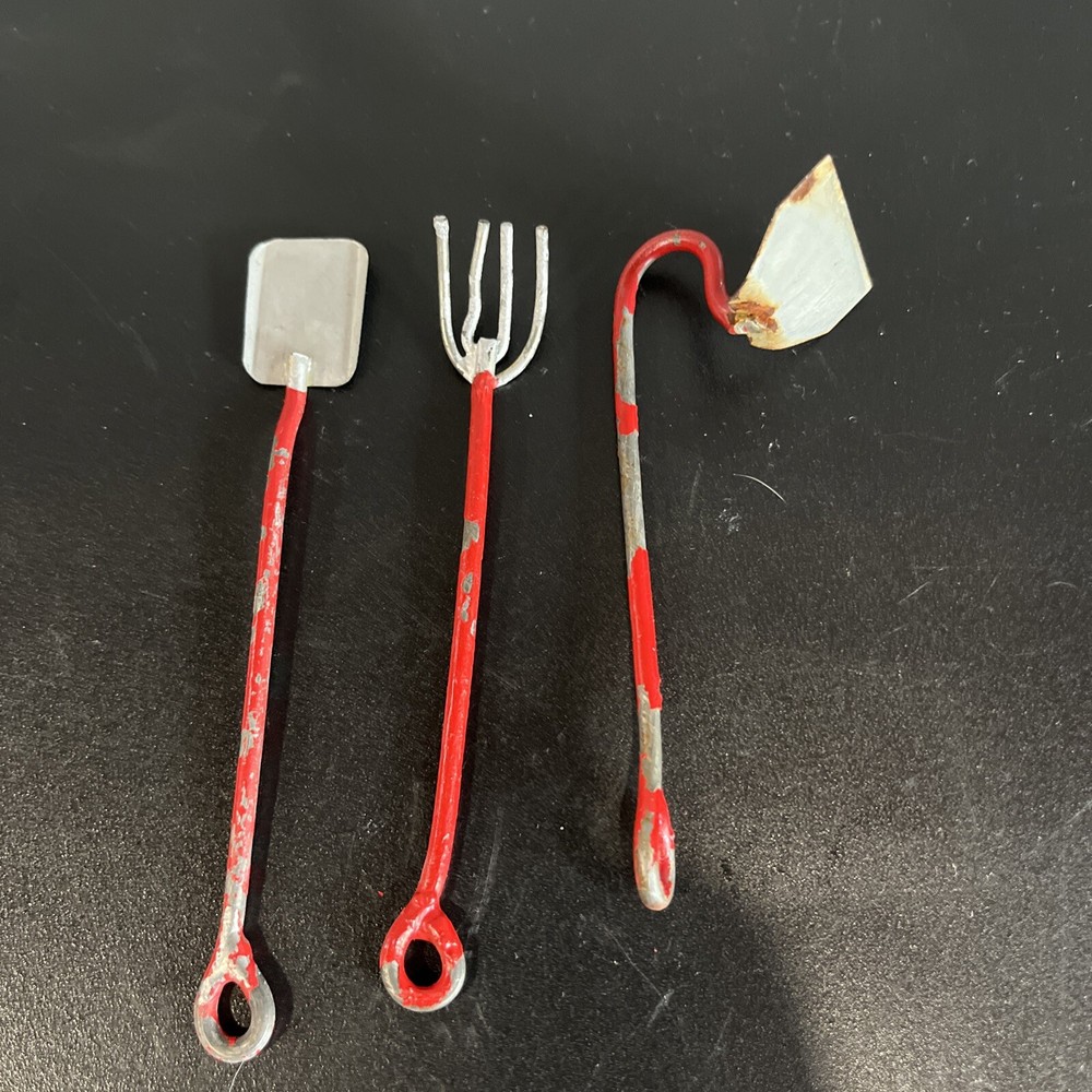3 Mini Rustic Garden Tools Dollhouse