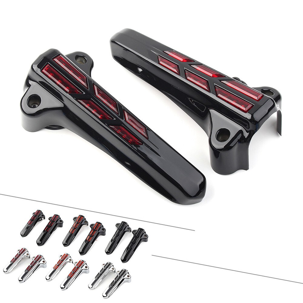 For Harley Touring FLHR FLHTK FLHX Front Lower Fork Leg Covers LED Smoke Light