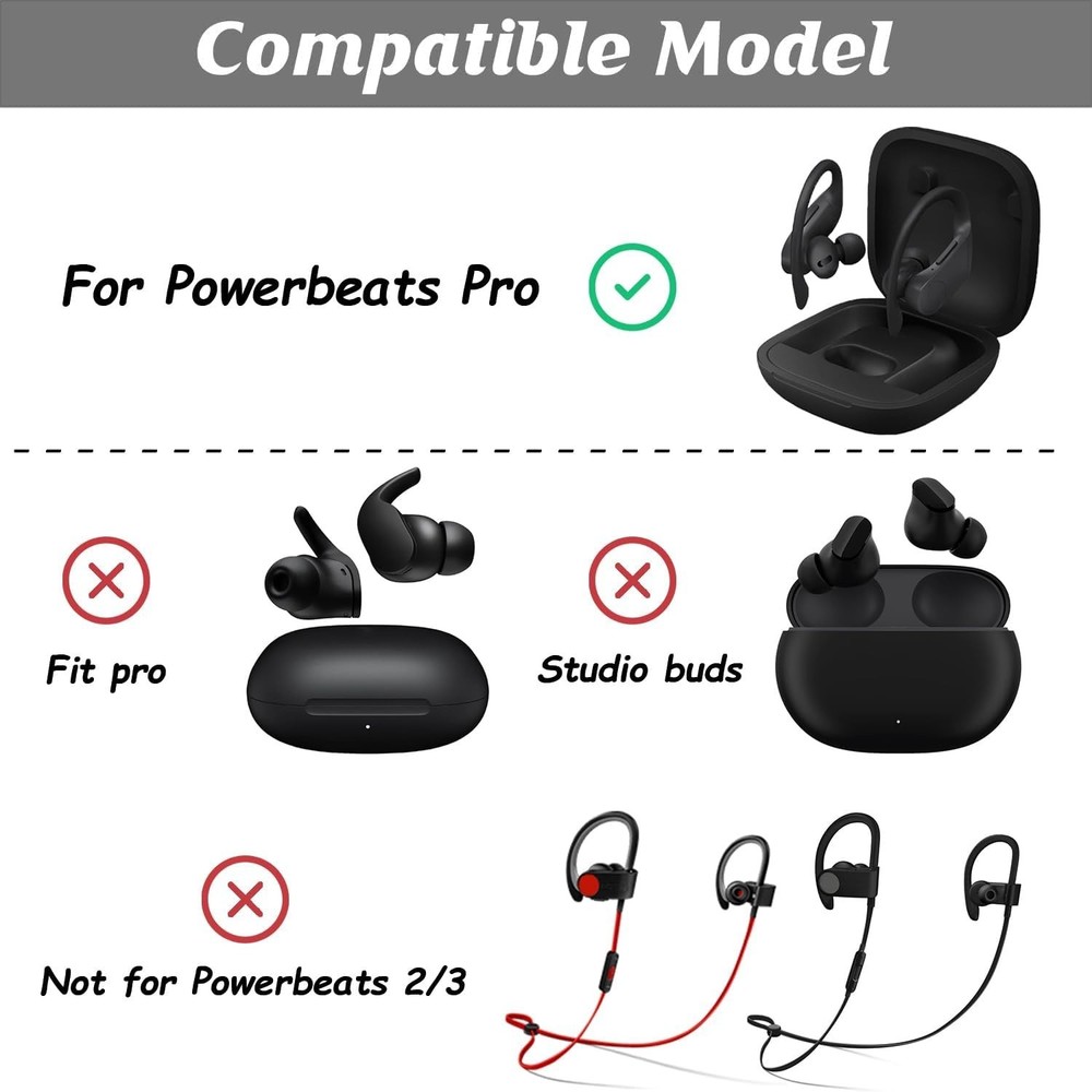 Versatile Silicone Ear Tips for Beats Powerbeats Pro & Flex - 4 Sizes Included