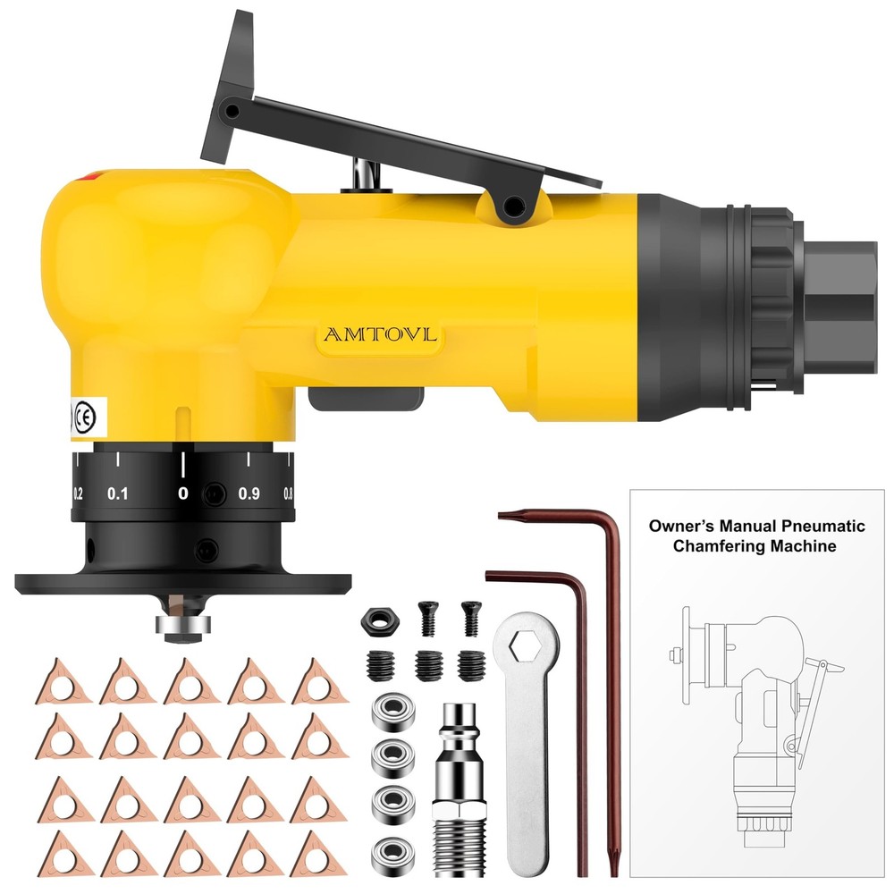 AMTOVL Pneumatic Chamfering Tool - Mini Air Chamfer Tool with 10 C-Angle & 10...