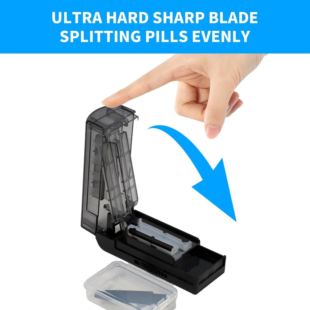 Sneovvin Multiple Pill Cutter for Small or Tiny Pills, Adjustable Black