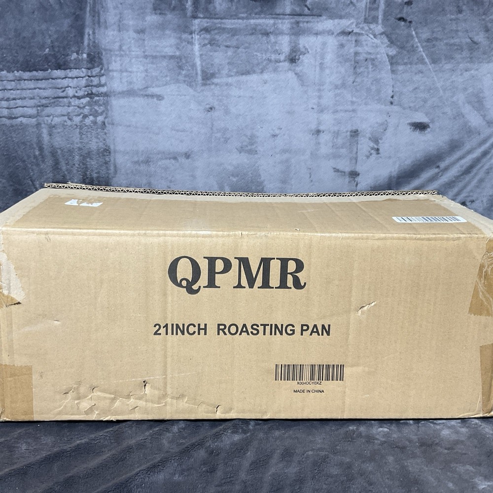 QPMR Roasting Pan with Rack, 21” Rectangular Granite Roaster Pan, 25lb Capacity