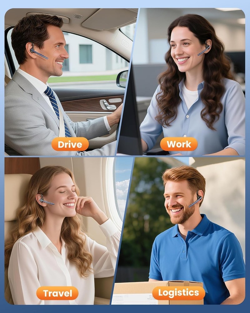 Ergonomic Bluetooth Headset V5.1 with Quick Charge & Noise Cancellation Features