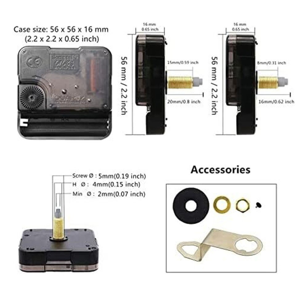 Clock Mechanism Kit Clear Installation Instructions High Torque Long Shaft