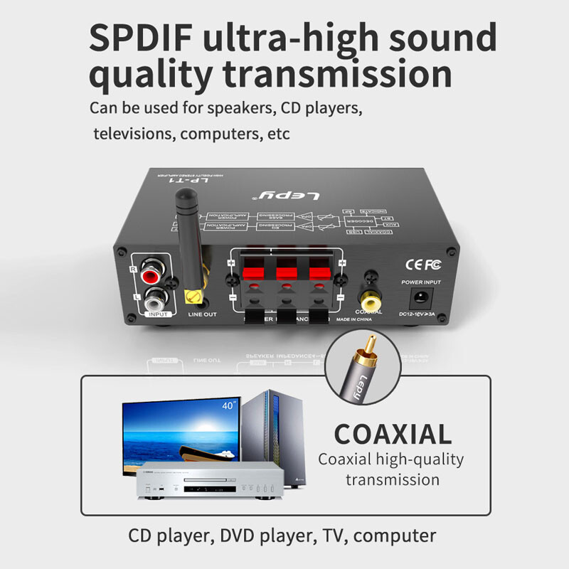 ‌2.1CH Bass-Boost Amplifier: Seamless AUX/RCA Input & Silent Operation‌