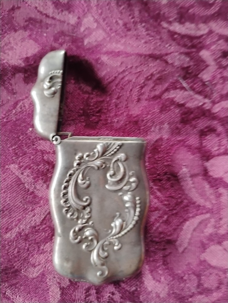 antique sterling silver match safe Embossed