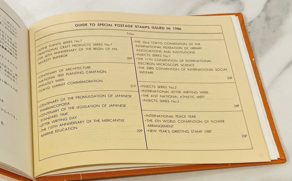 Japanese Stamp album 1986 WITH STAMPS and Instructions in Japanese and English