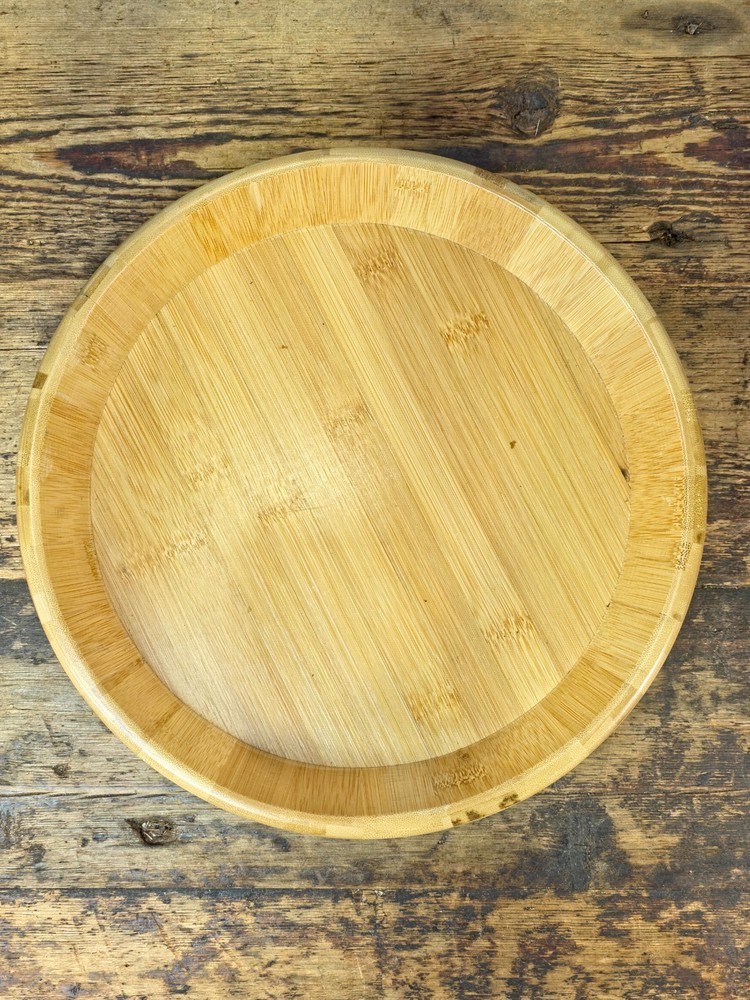 Handcrafted Round Bamboo Serving Tray Bowl