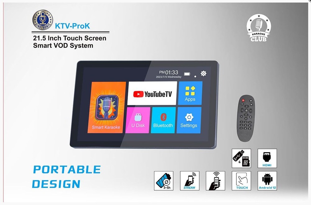 Singtronic Professional Tablet 21.5" Touch Screen Smart Player w/ Bluetooth