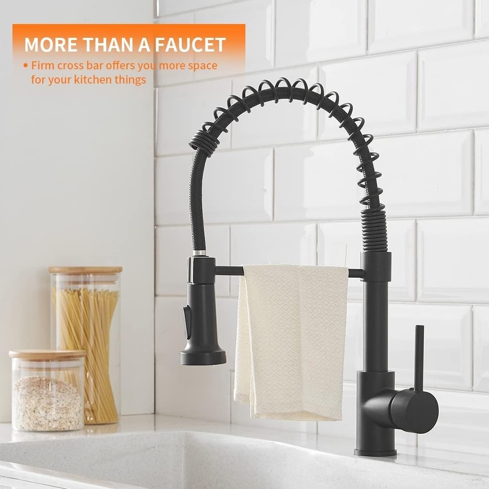 Classic Black Pull Down Kitchen Faucet - Easy Installation & Durable Performance