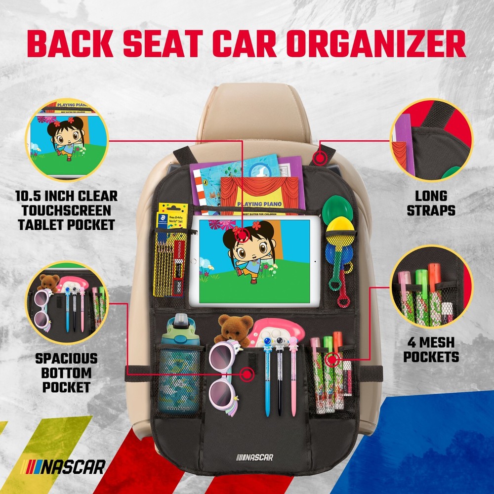 NASCAR Backseat Car Organizer | 6 Storage Pockets, Touchscreen Tablet Pocket