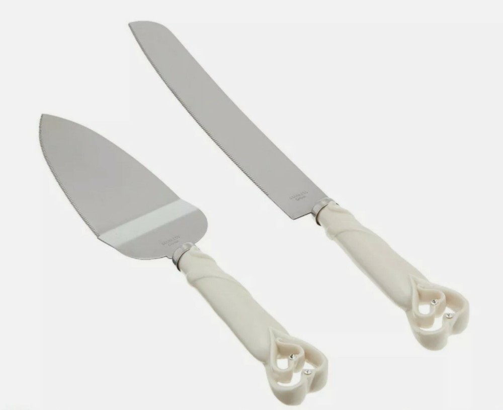 Interlocking hearts design cake knife/server set- 1