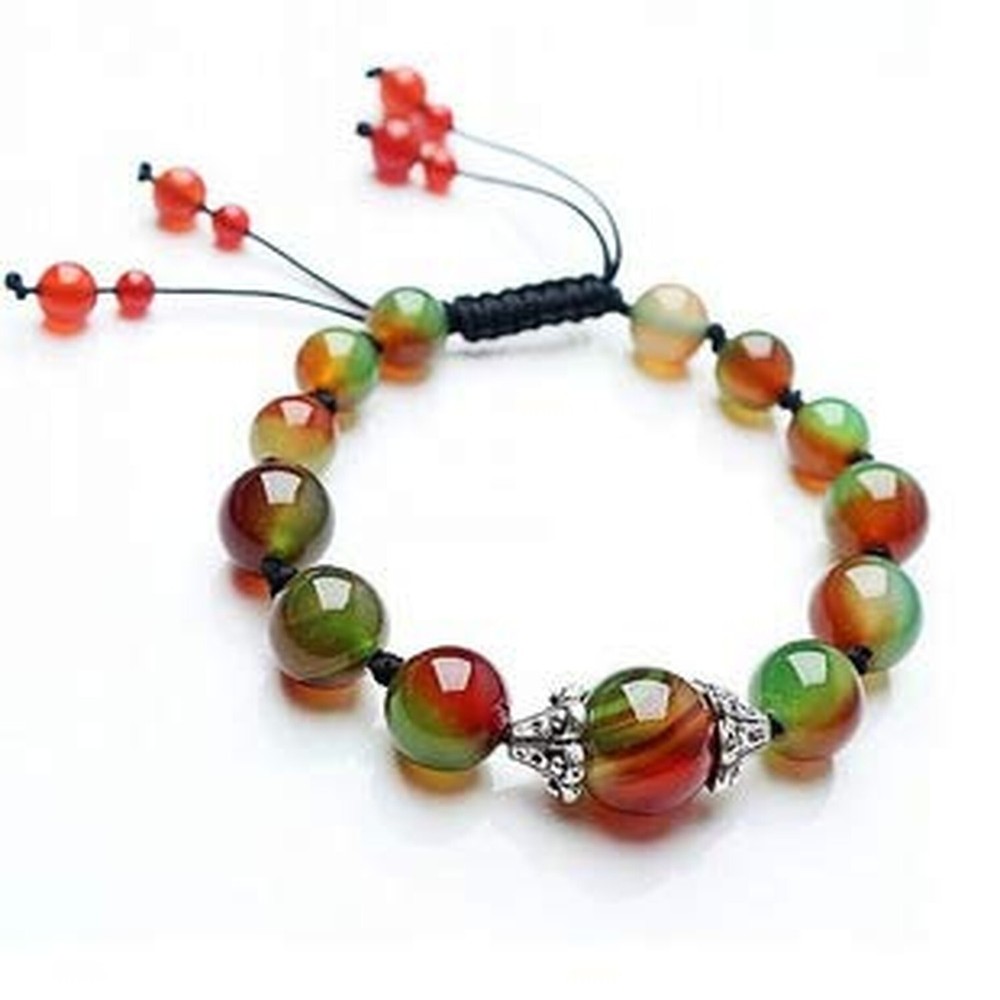 Beautiful Handmade Peacock Agate Beads Bracelet for Protection, Strength and ...