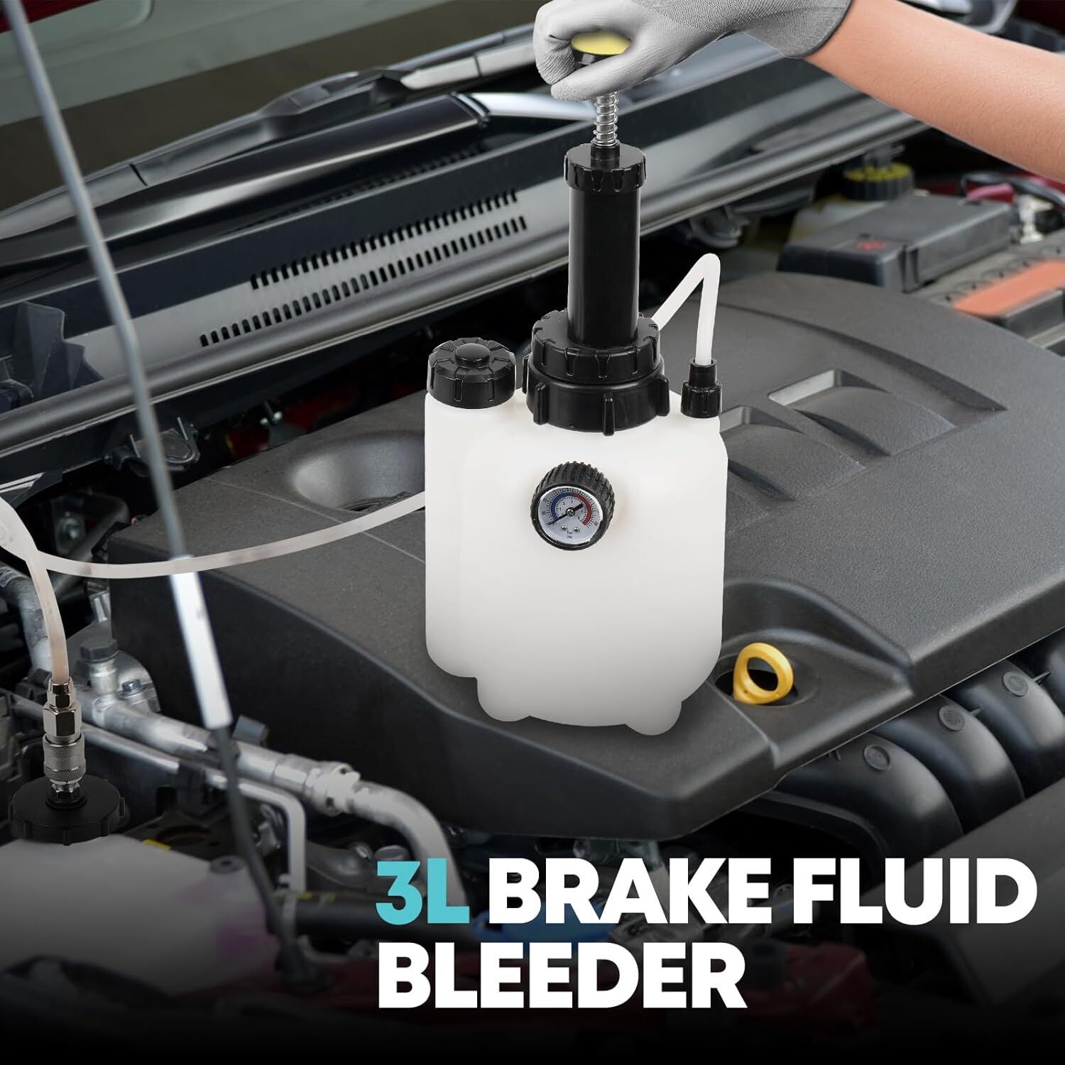 Brake Bleeder Kit 3L, Universal 4-PC Master Cylinder Adapters Fit Most Car Truck