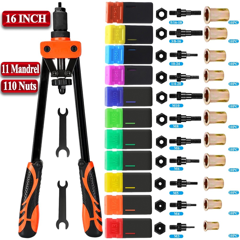 Rivet Gun Kit Rivnut Thread Setting Tool Nut Setter NutSert Metric SAE Riveting