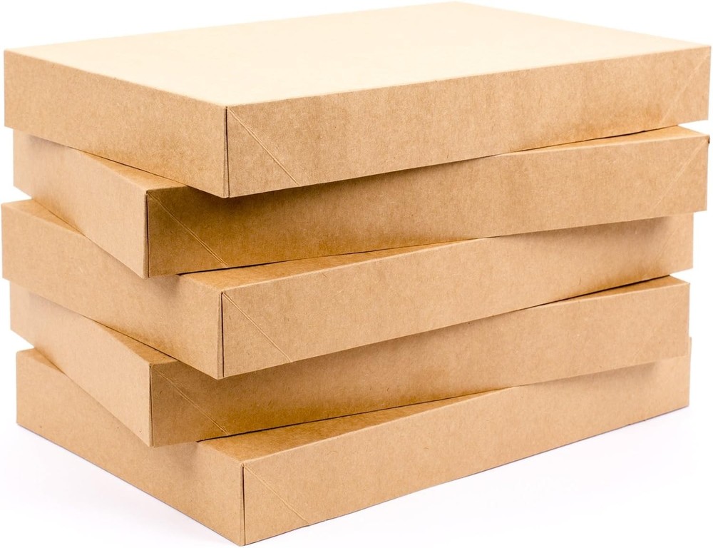 Medium Gift Boxes with Lids (5 Shirt Boxes, Kraft) for Brown