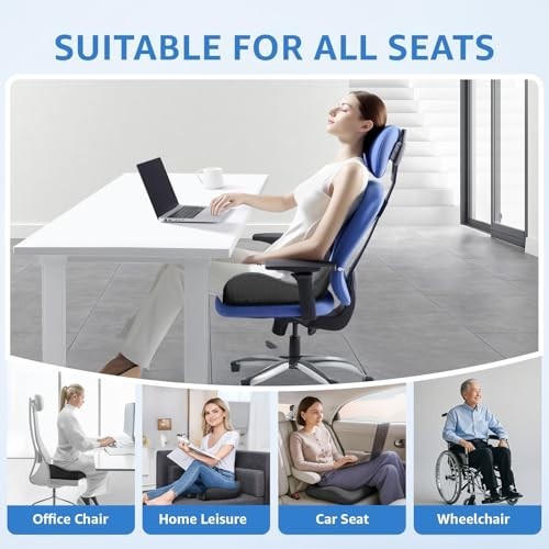 Extra Large Ergonomic Memory Foam Seat Cushion - 19"x17" for Tailbone & Sciatica