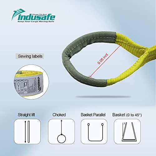 2" x 6’ Poly Web Sling Lifting Strap for 6ft Yellow - Vertical Capacity 6200LBS