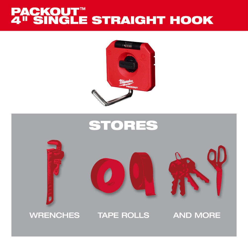 Milwaukee 48-22-8328 PACKOUT 4" Single Straight Wall Mounted Hook