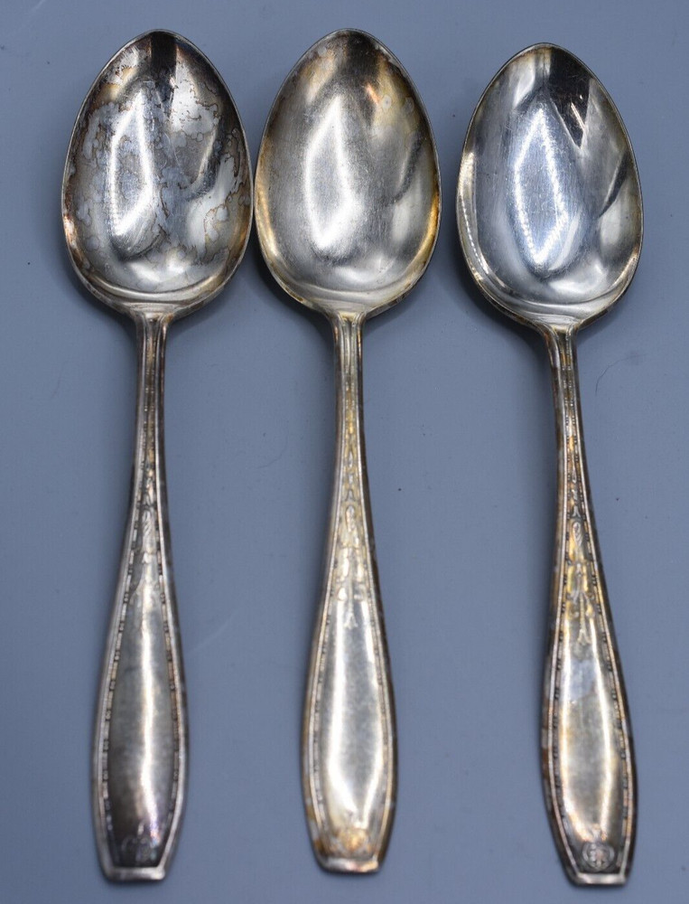 3 Wallace Wallingford  MARCIA Solid Serving Spoons 8" Silverplate Flatware