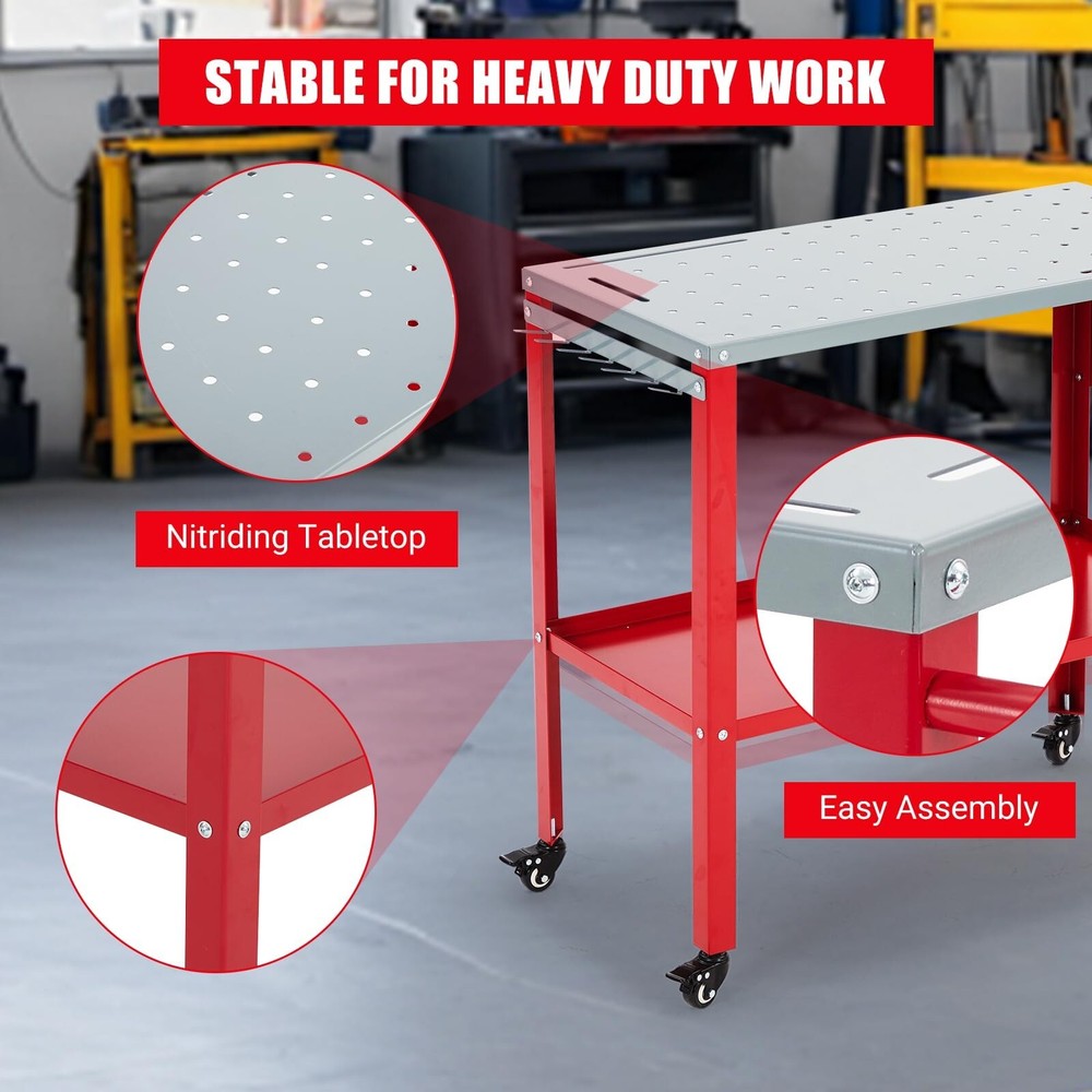 Movable Welding Table 36"x18" 1200lb Welding Workbench Table Portable Work Bench