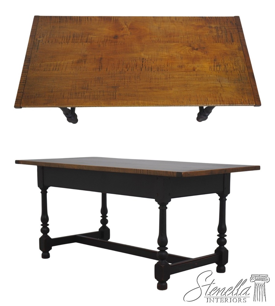 72585: Tiger Maple Top Black Base Coffee Table