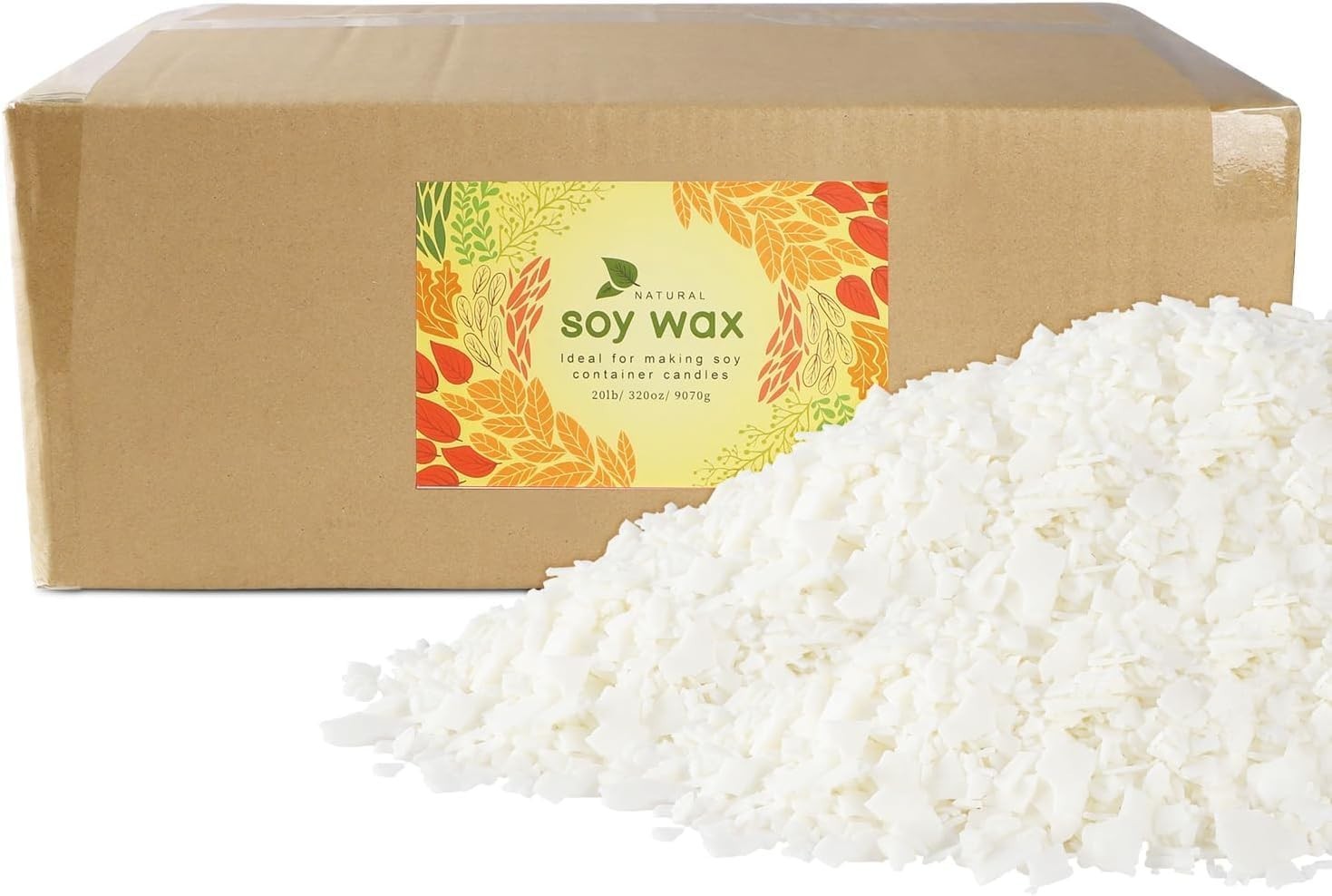 Bulk 20lb Natural Soy Wax for Candle Making - Easy Melt Unscented Flakes for ...