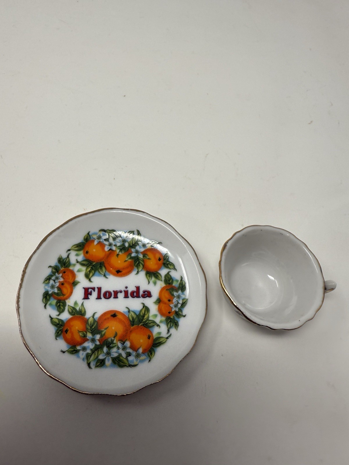 VTG Florida Miniature Cup And Saucer Souvenir Oranges