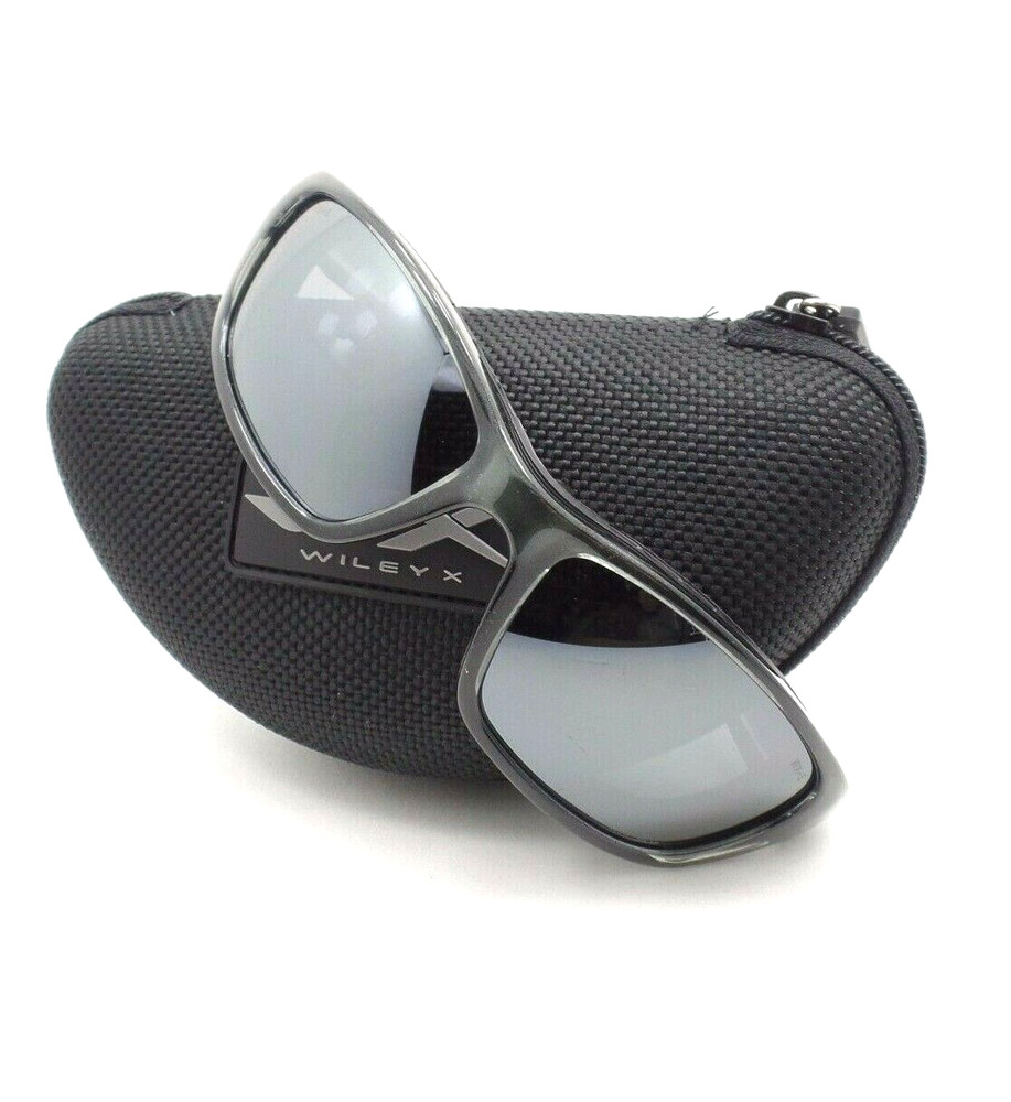 Wiley X 855 Brick Crystal Metallic Grey Silver Flash Sunglasses New