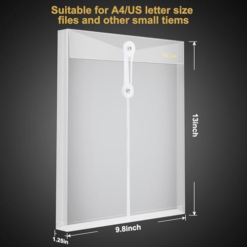 Pack Plastic Envelopes with String Tie Closure,A4 Letter Size, Poly 12 Clear