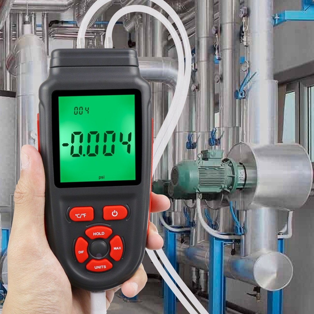 Dual Differential Gas Pressure Tester Manometer with Data Storage Function
