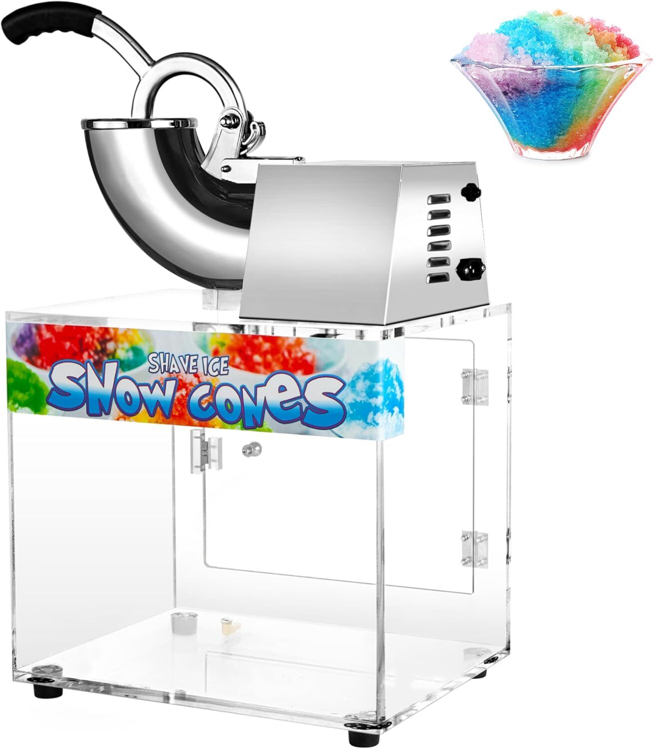 VNN 500LBS/H Commercial Snow Cone Machine Electric Ice Shaver Ice Crusher 48L