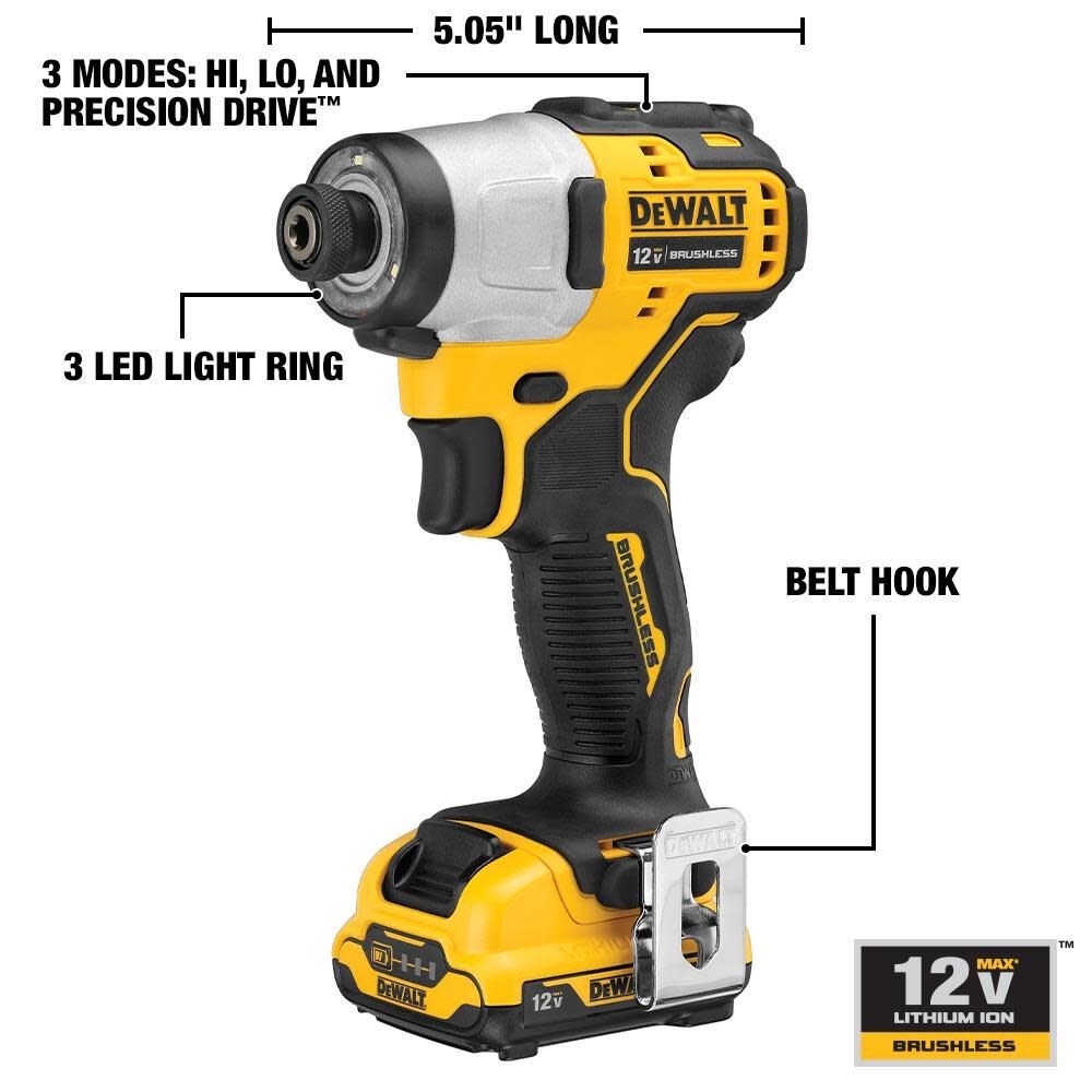 DEWALT 12V MAX XR Brushless Impact Drill Kit - DCF801F2