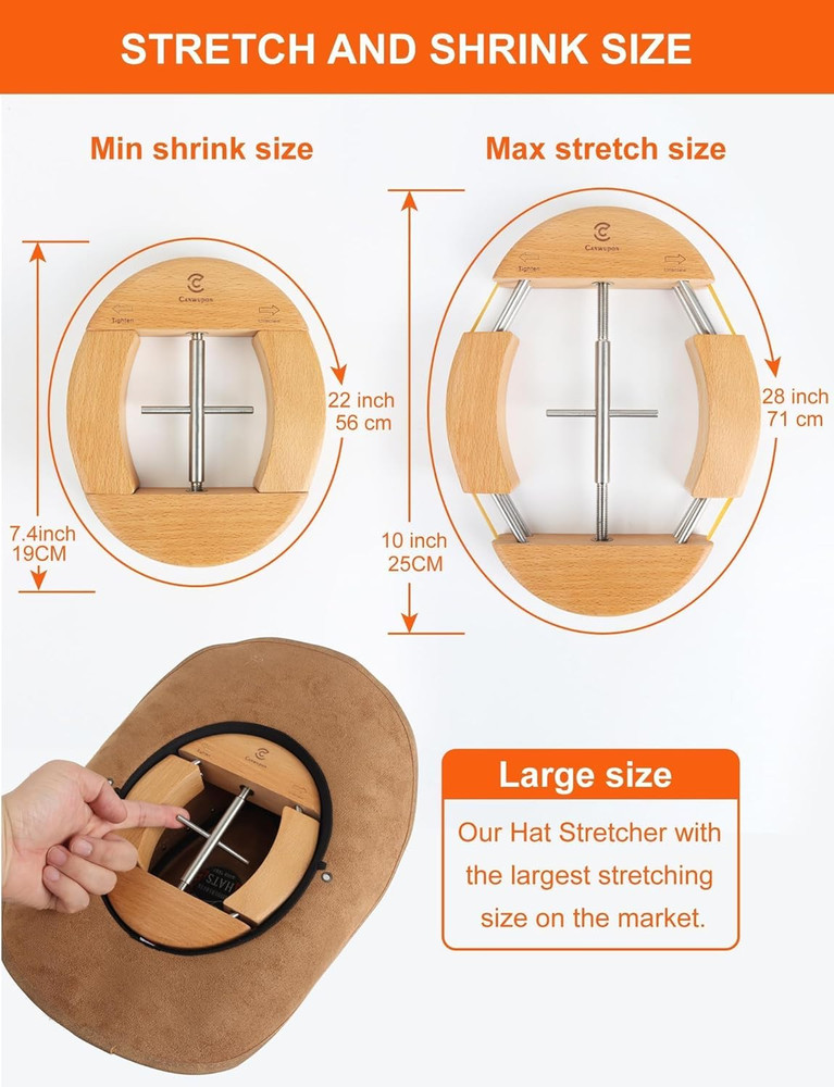 Hat Stretcher 4 Way Expander Cowboy Baseball Cap Hat Shaper Adjustable Tool