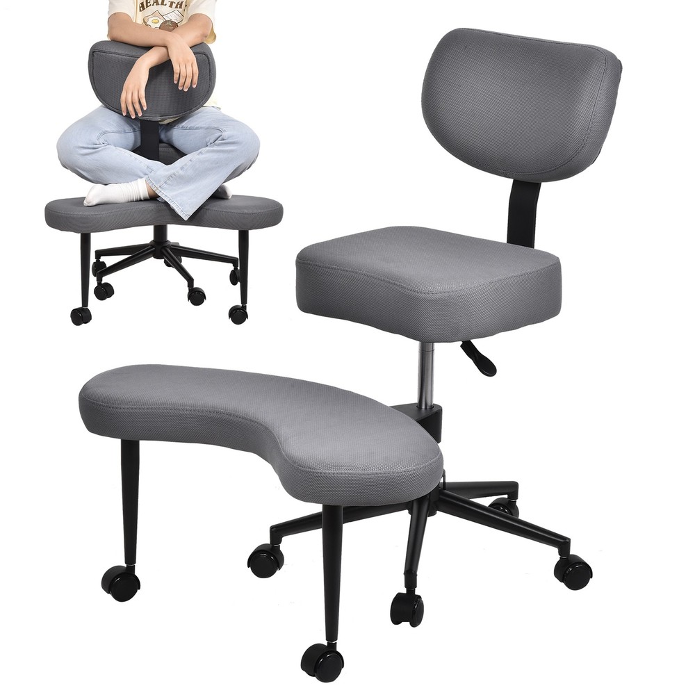 Height Adjustable Seat with Wheels for ADHD, Kneeling Chair with Back Support