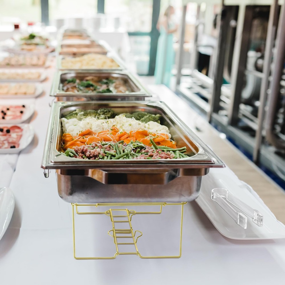32 Pack Wire Buffet Rack Stand Folding Chafing Stand Chrome Frame Serving Tra...
