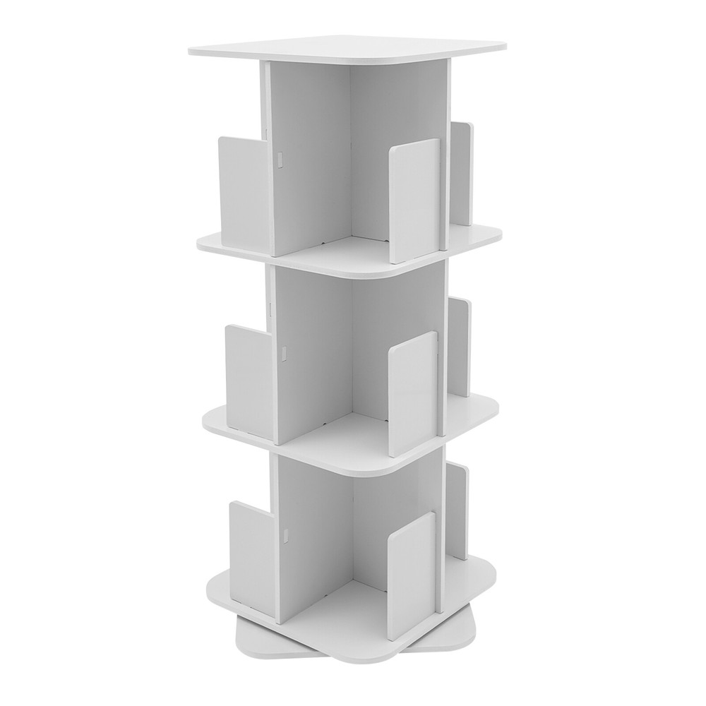 360�� Rotating Bookshelf, 3 Tier Standing Bookcase, Small Corner Bookcase