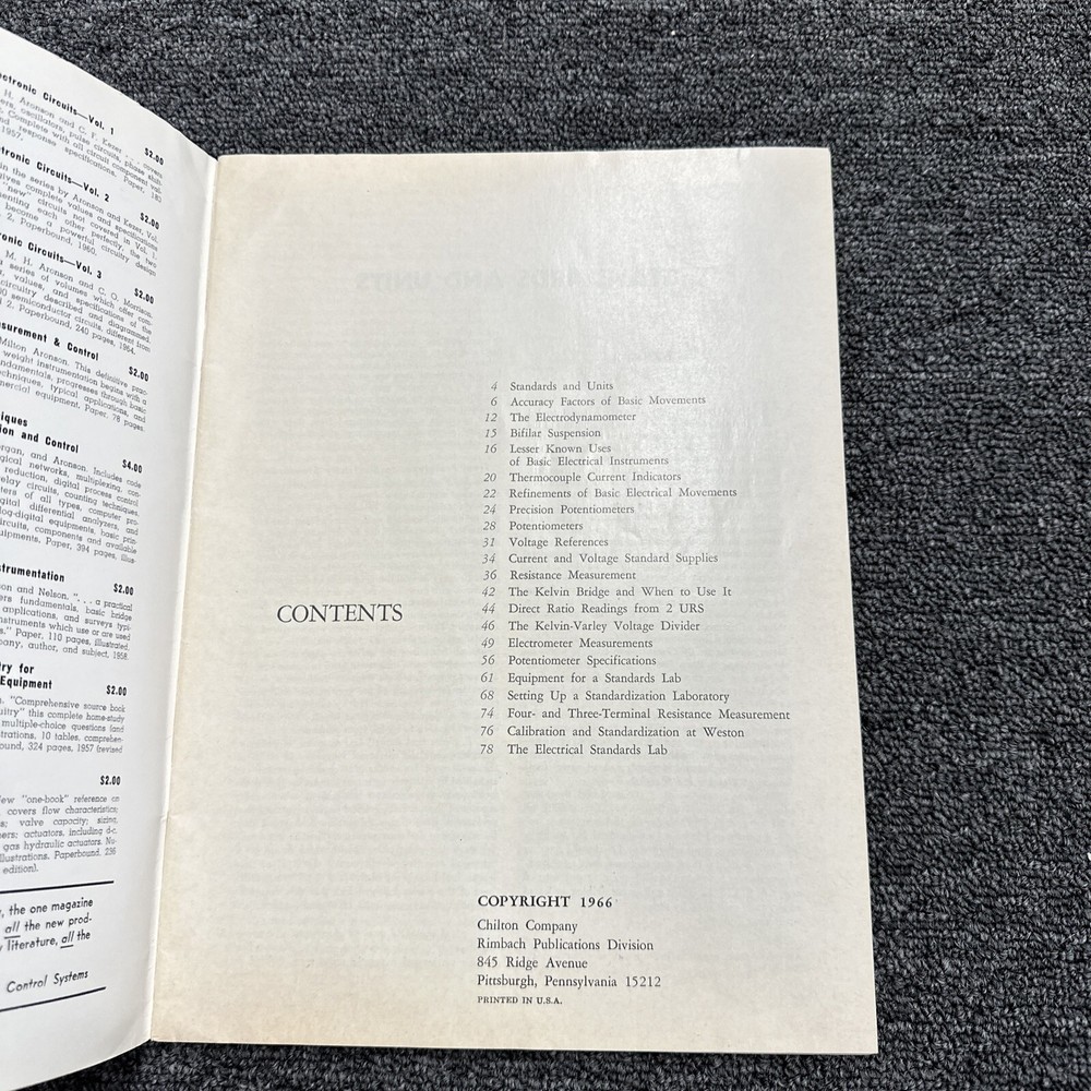 Electrical Measurement Instruments & Control Systems Handbook Chilton 1966
