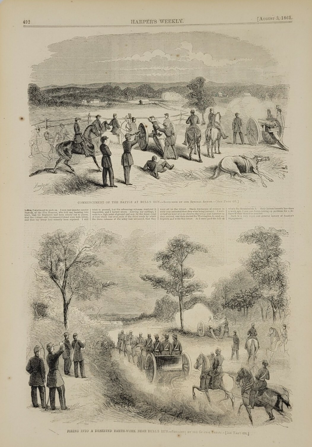 Battle of Bull Run 1861 Vintage Print  artillery