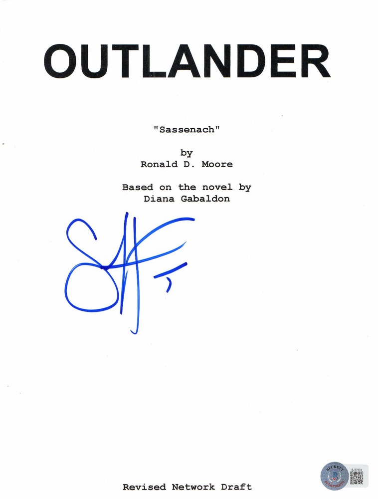 SAM HEUGHAN SIGNED AUTOGRAPH OUTLANDER FULL SCRIPT BECKETT BAS