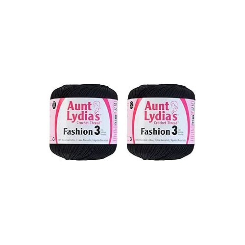 Aunt Lydia's Crochet Thread - Size 3 - (2-Pack) Black