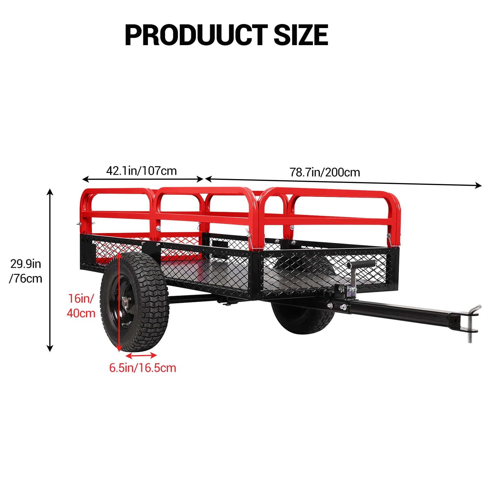 1500 lbs Dump Cart 15 Cubic Feet Garden Utility Trailer with Removable Sides