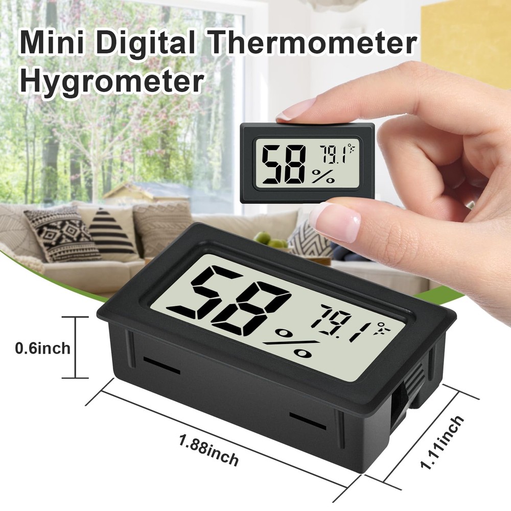 Humidity Meter Indoor Thermometer 6-Pack Mini Digital Black