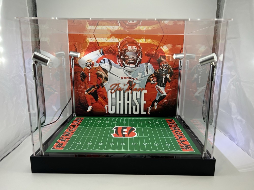 Ja’Marr Chase Custom Full Size Helmet Display With LED Lights - Bengals