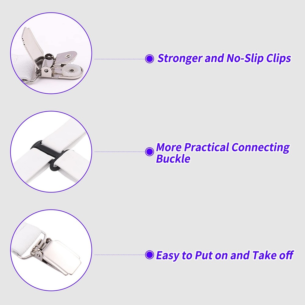 MENDENG Bed Sheet Straps Queen Fitted One Size, White